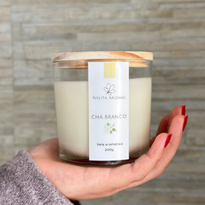 vela aromática chá branco
