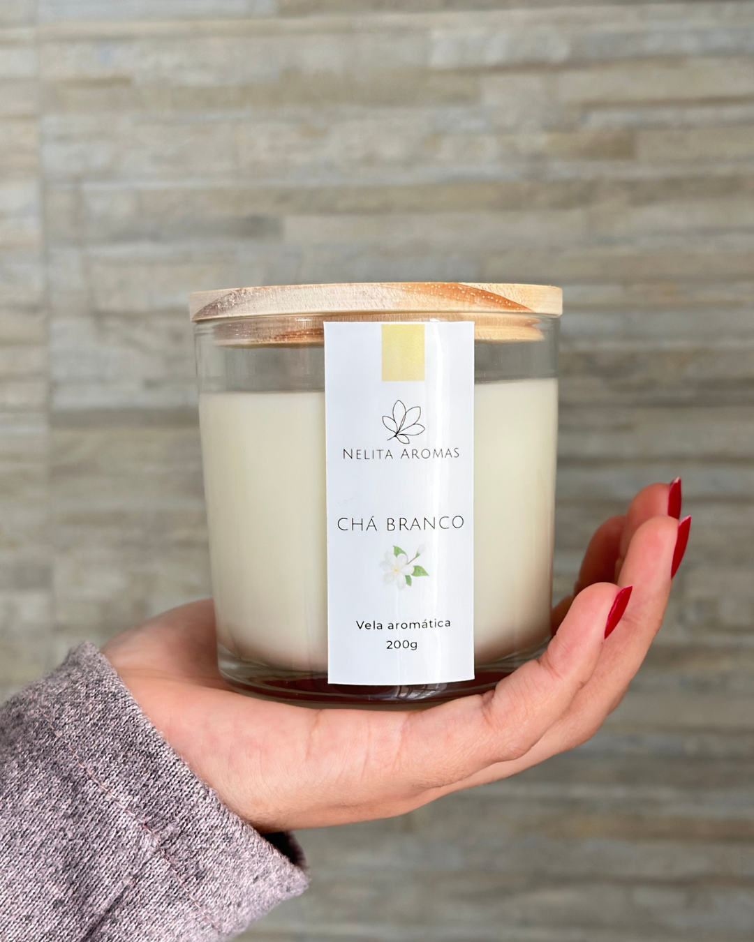 vela aromática chá branco