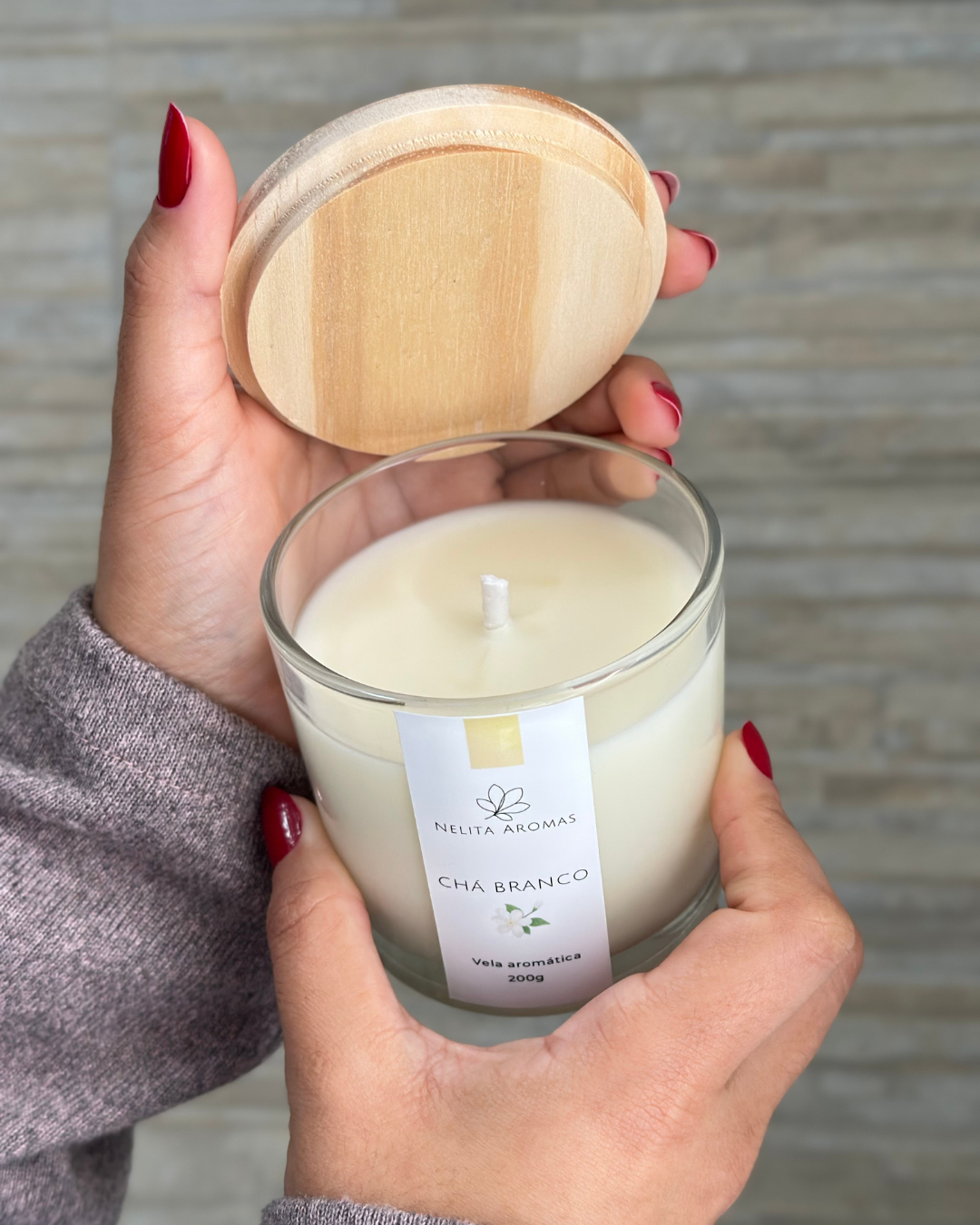 vela aromática chá branco vela aromática chá branco