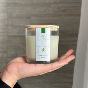 vela aromática cascas e folhas